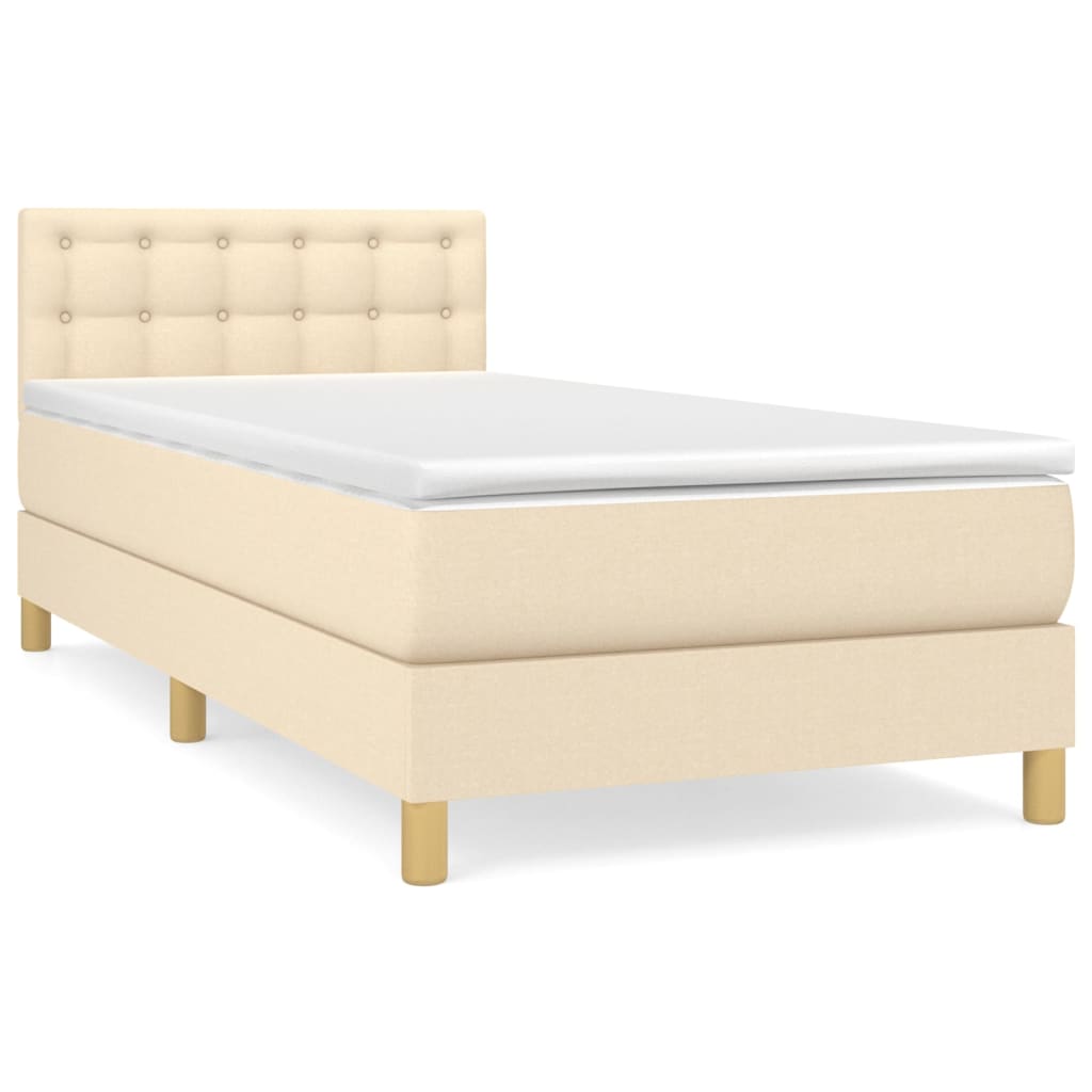 vidaXL Κρεβάτι Boxspring με Στρώμα Κρεμ 80 x 200 εκ. Υφασμάτινο