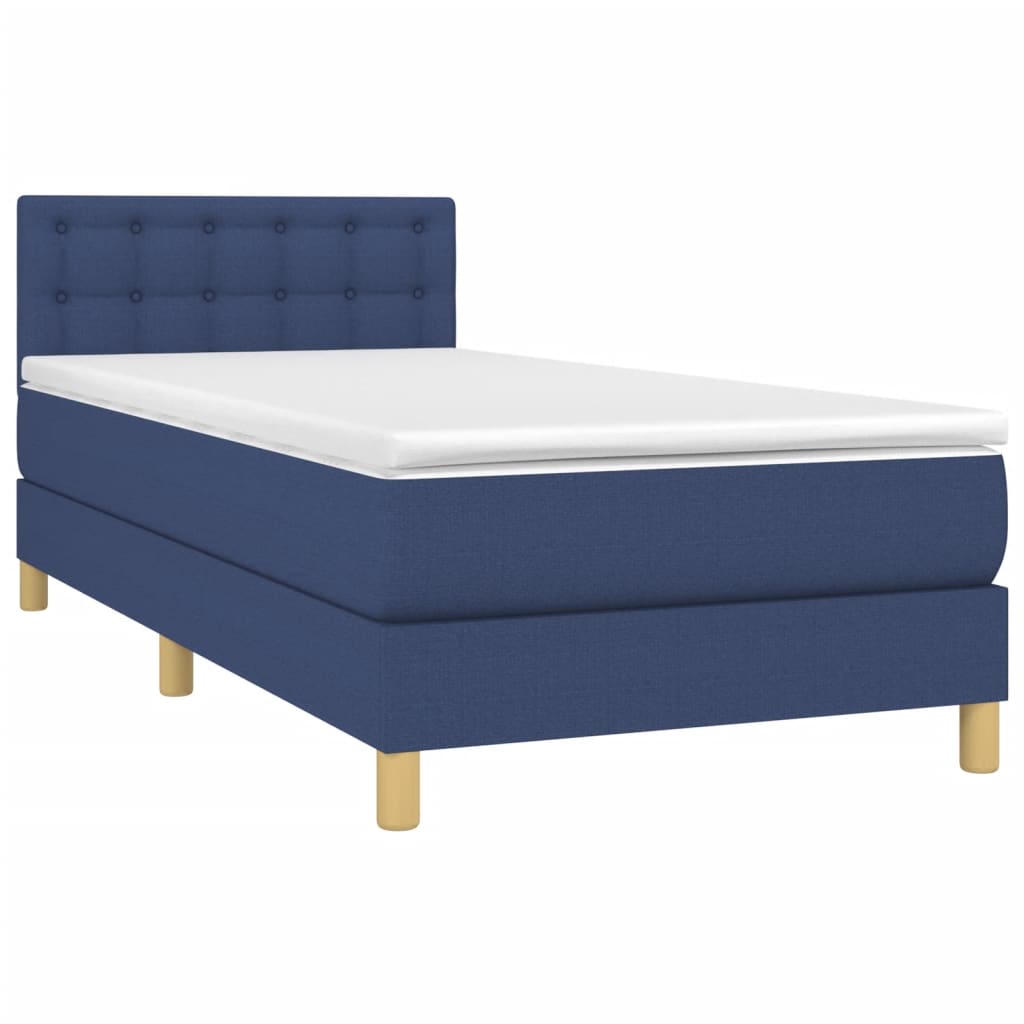 vidaXL Κρεβάτι Boxspring με Στρώμα Μπλε 80x200 εκ. Υφασμάτινο