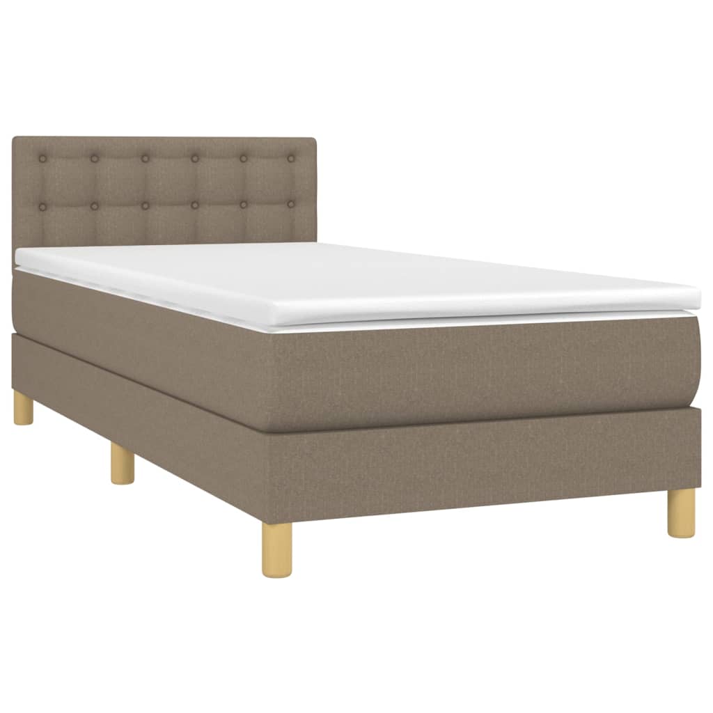 vidaXL Κρεβάτι Boxspring με Στρώμα Taupe 90x190 εκ.Υφασμάτινο