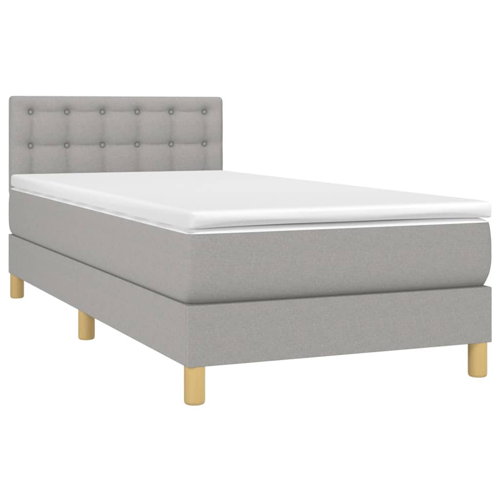 vidaXL Κρεβάτι Boxspring με Στρώμα Ανοιχτό Γκρι 100x200 εκ. Υφασμάτινο