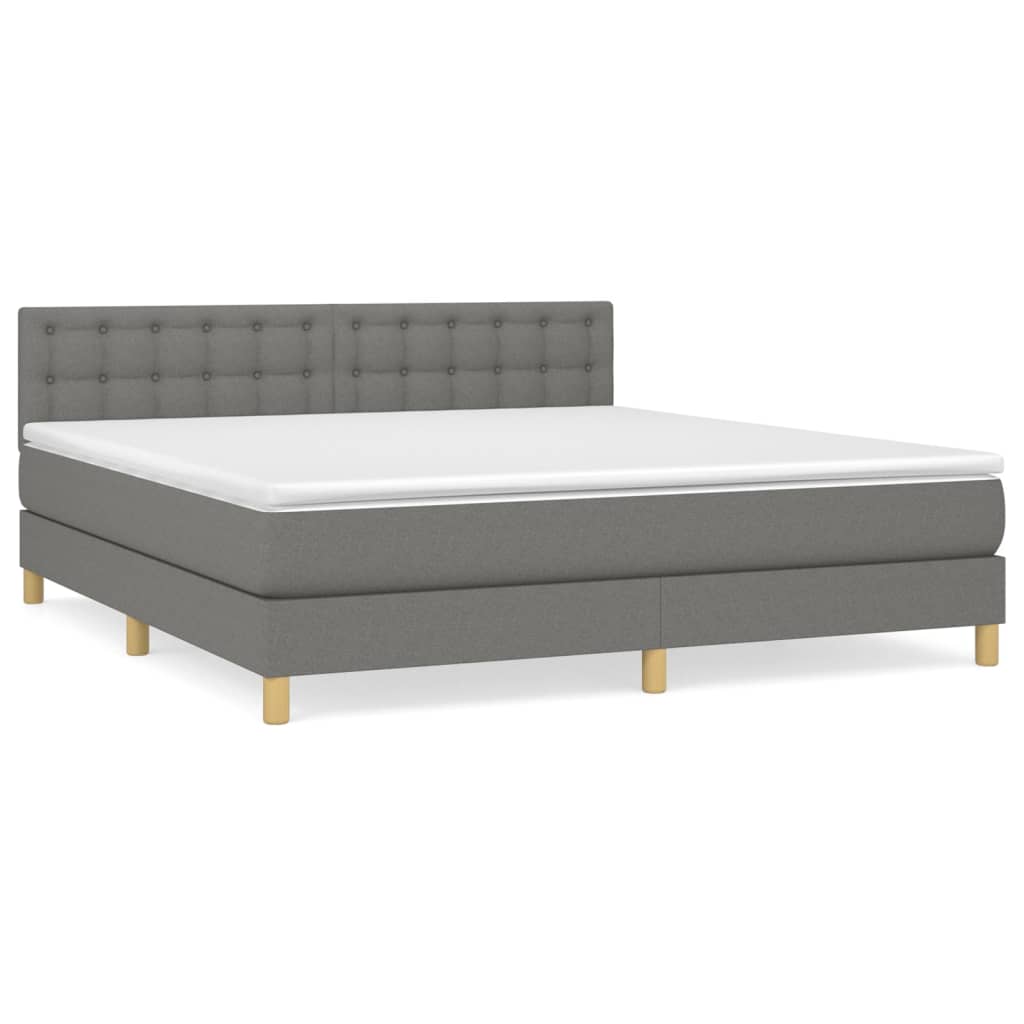vidaXL Κρεβάτι Boxspring με Στρώμα Σκούρο Γκρι 160x200 εκ Υφασμάτινο