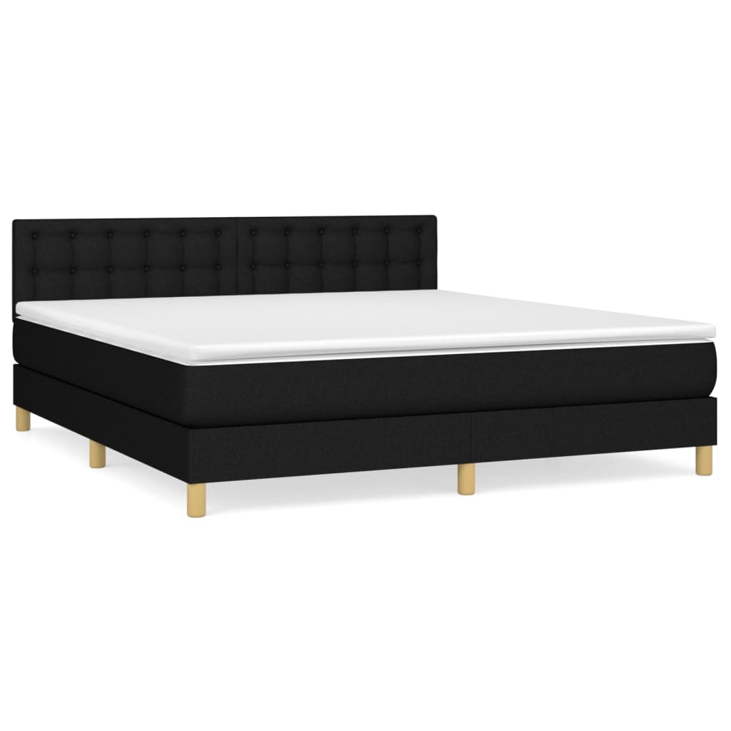 vidaXL Κρεβάτι Boxspring με Στρώμα Μαύρο 160x200 εκ. Υφασμάτινο