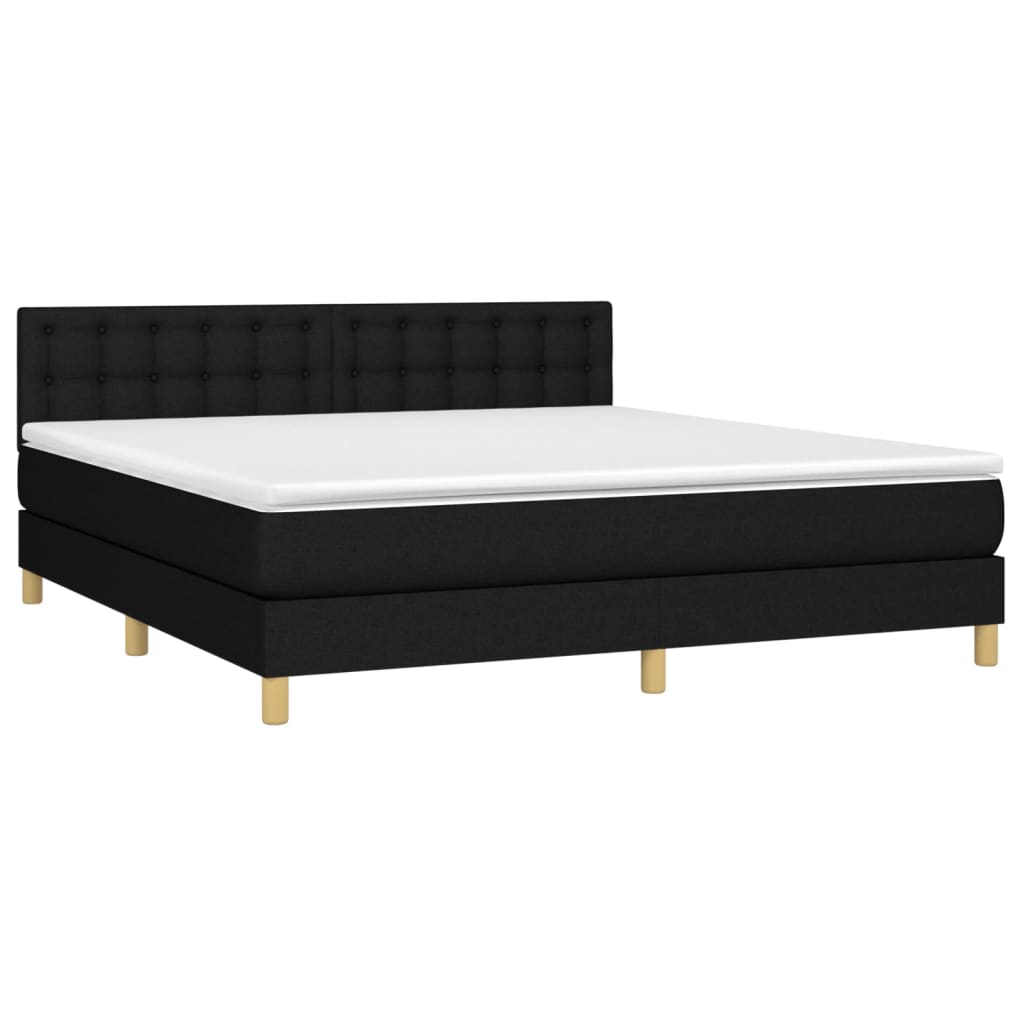 vidaXL Κρεβάτι Boxspring με Στρώμα Μαύρο 160x200 εκ. Υφασμάτινο