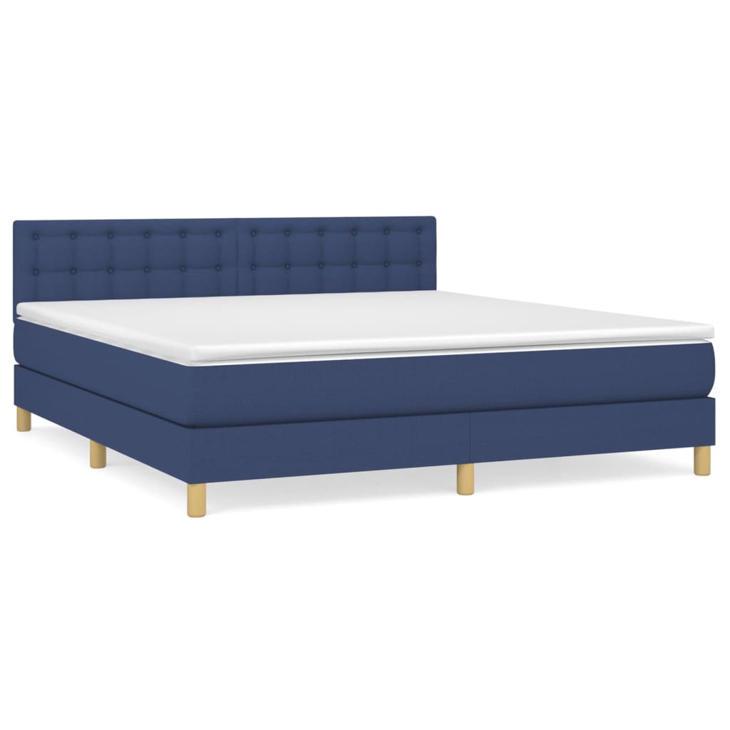 vidaXL Κρεβάτι Boxspring με Στρώμα Μπλε 160x200 εκ. Υφασμάτινο