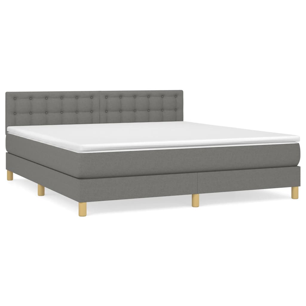 vidaXL Κρεβάτι Boxspring με Στρώμα Σκούρο Γκρι 180x200 εκ Υφασμάτιν
