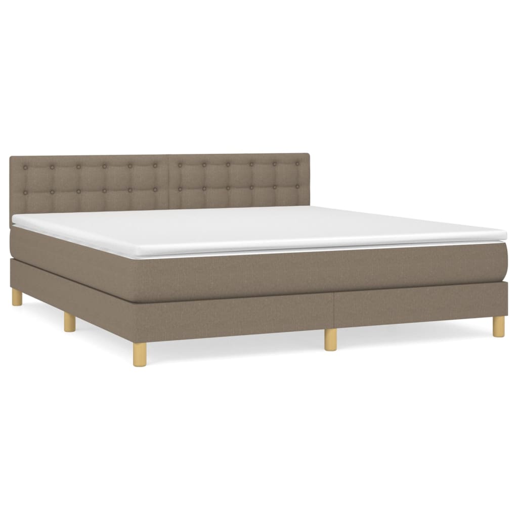 vidaXL Κρεβάτι Boxspring με Στρώμα Taupe 180x200 εκ. Υφασμάτινο