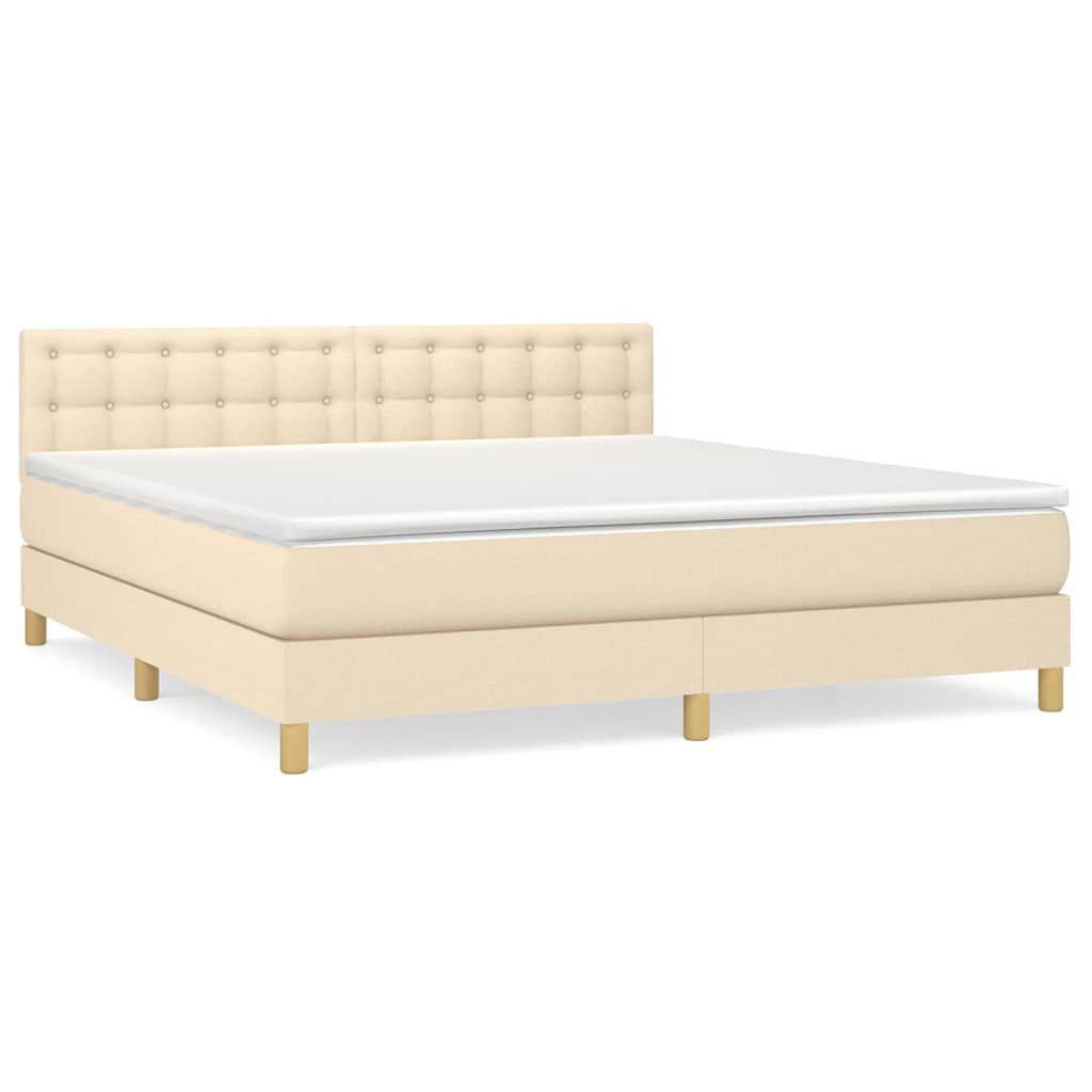 vidaXL Κρεβάτι Boxspring με Στρώμα Κρεμ 180x200 εκ. Υφασμάτινο