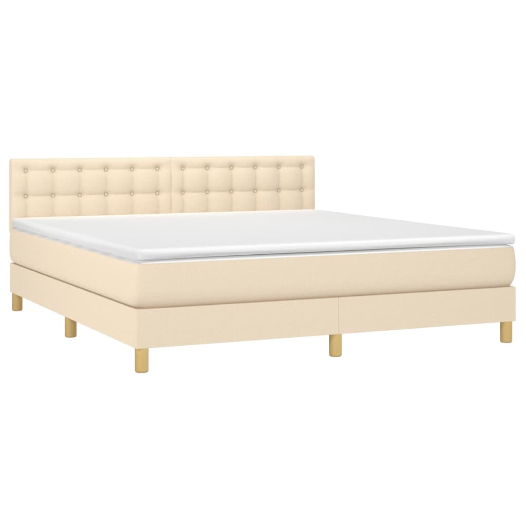vidaXL Κρεβάτι Boxspring με Στρώμα Κρεμ 180x200 εκ. Υφασμάτινο