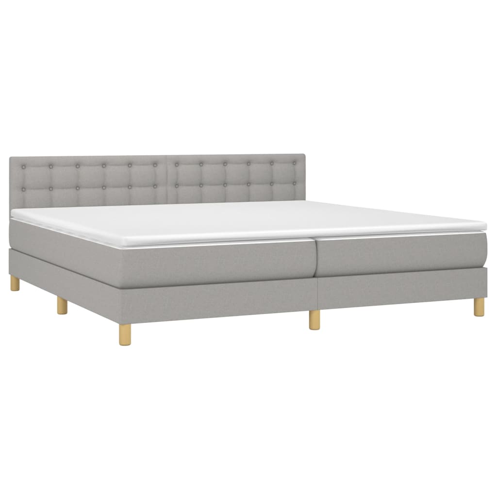 vidaXL Κρεβάτι Boxspring με Στρώμα Ανοιχτό Γκρι 200x200 εκ. Υφασμάτινο