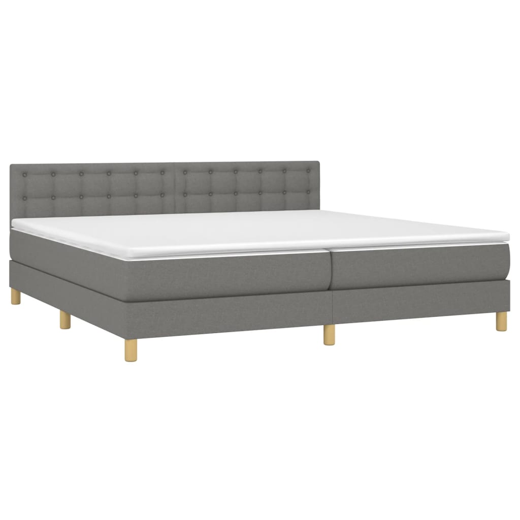 vidaXL Κρεβάτι Boxspring με Στρώμα Σκούρο Γκρι 200x200 εκ. Υφασμάτινο