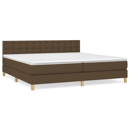 vidaXL Κρεβάτι Boxspring με Στρώμα Σκούρο Καφέ 200x200 εκ. Υφασμάτινο