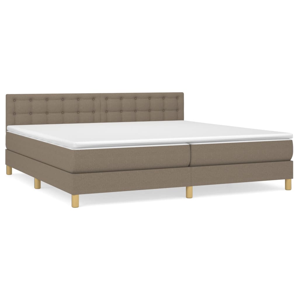 vidaXL Κρεβάτι Boxspring με Στρώμα Taupe 200x200 εκ. Υφασμάτινο