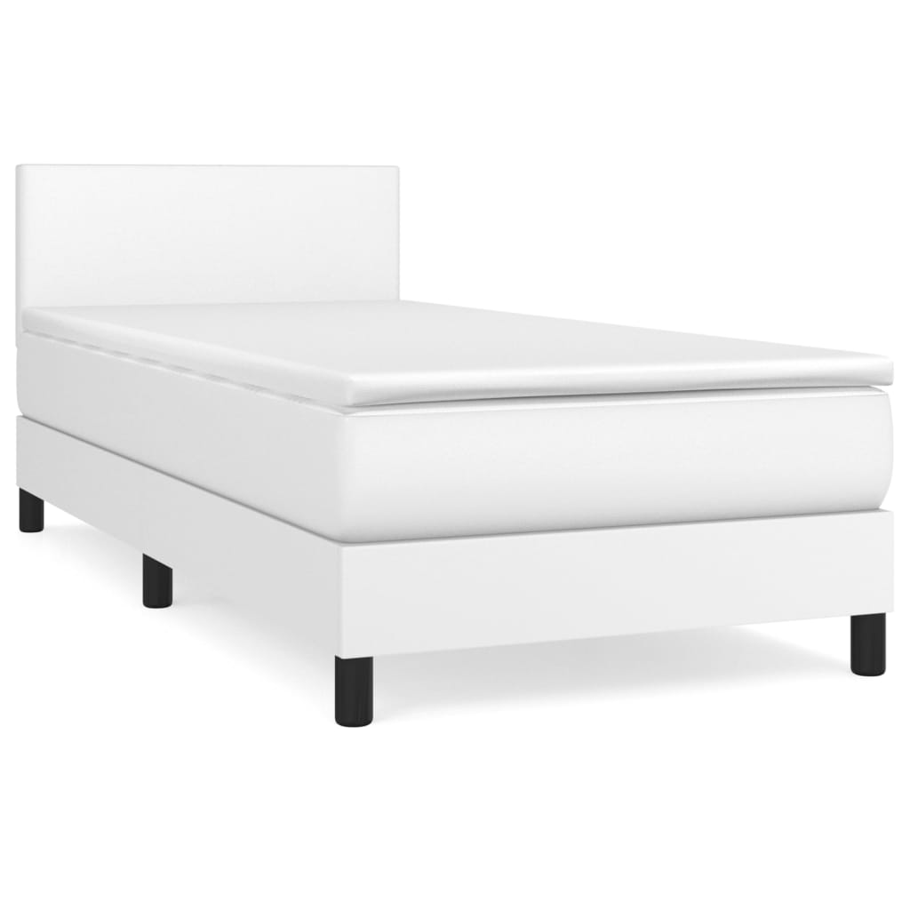 vidaXL Κρεβάτι Boxspring με Στρώμα Λευκό 80 x 200 εκ. Συνθετικό Δέρμα