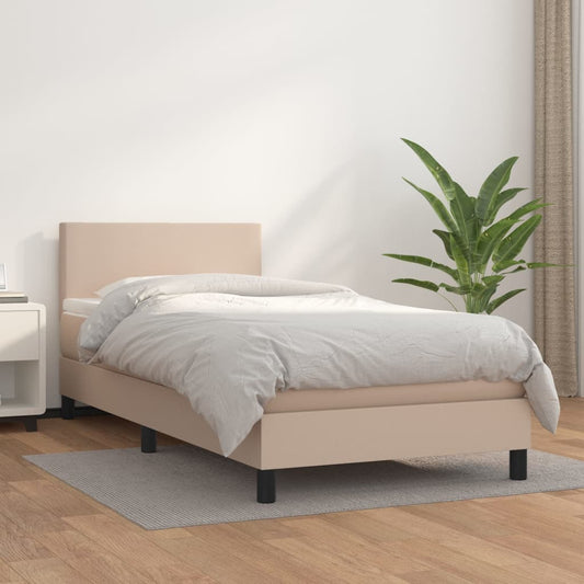 vidaXL Κρεβάτι Boxspring με Στρώμα Καπουτσίνο 80x200 εκ. Συνθ. Δέρμα