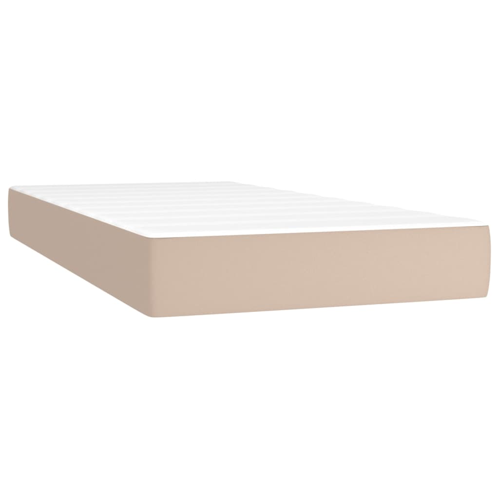 vidaXL Κρεβάτι Boxspring με Στρώμα Καπουτσίνο 90x200εκ.από Συνθ. Δέρμα