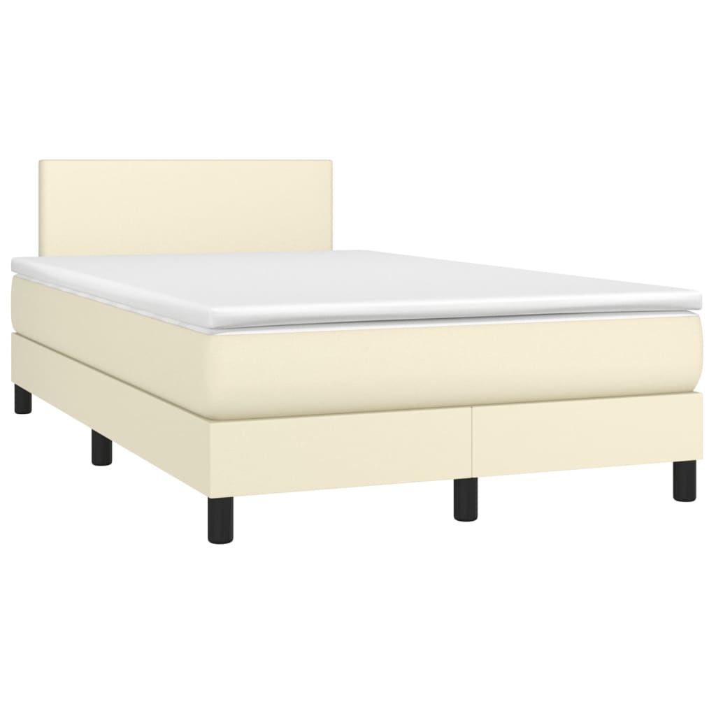 vidaXL Κρεβάτι Boxspring με Στρώμα Κρεμ 120x200εκ. από Συνθετικό Δέρμα
