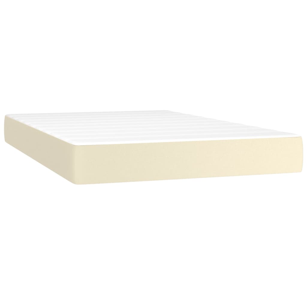 vidaXL Κρεβάτι Boxspring με Στρώμα Κρεμ 120x200εκ. από Συνθετικό Δέρμα
