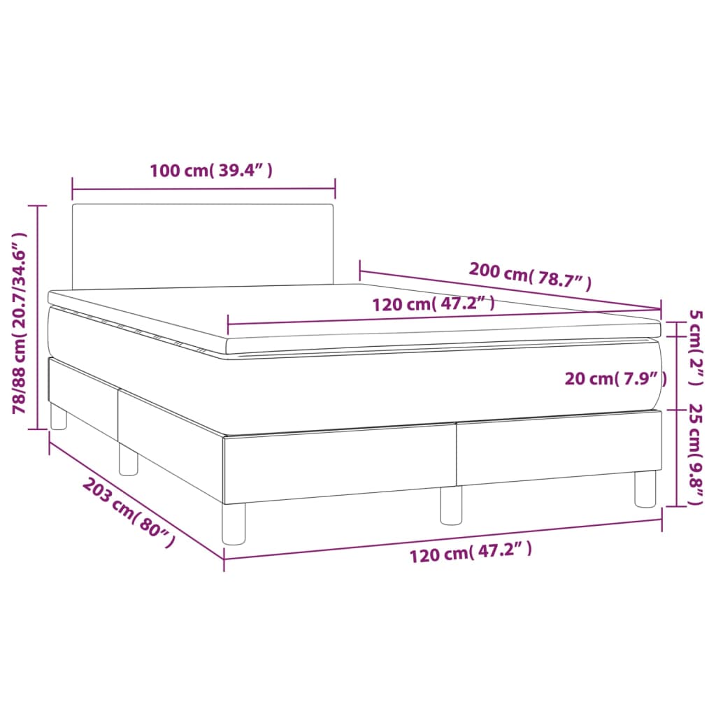 vidaXL Κρεβάτι Boxspring με Στρώμα Κρεμ 120x200εκ. από Συνθετικό Δέρμα