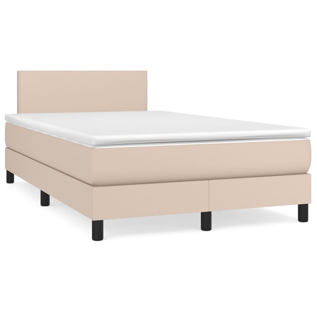 vidaXL Κρεβάτι Boxspring με Στρώμα Καπουτσίνο 120x200εκ.από Συνθ.Δέρμα