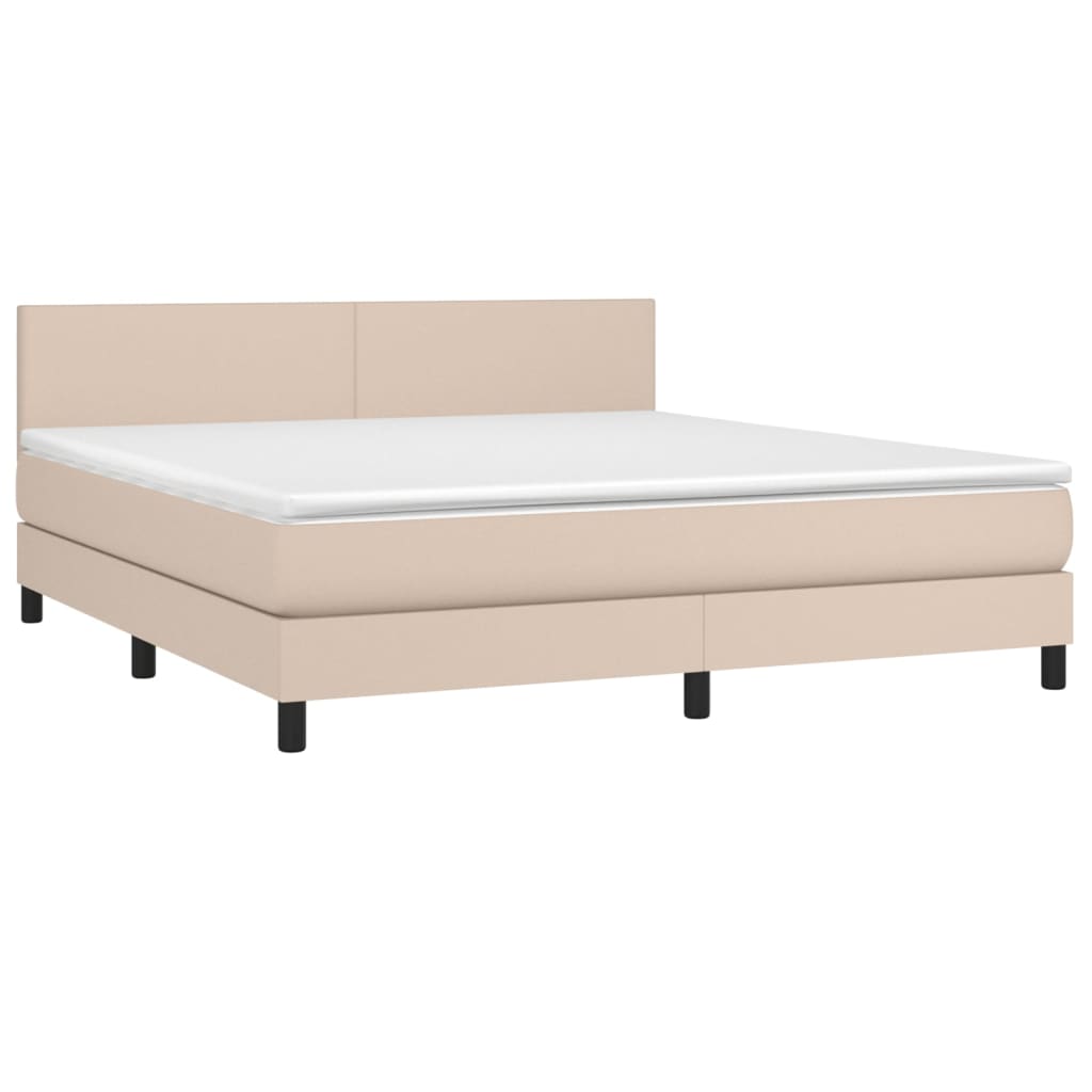 vidaXL Κρεβάτι Boxspring με Στρώμα Καπουτσίνο 160x200εκ.από Συνθ.Δέρμα