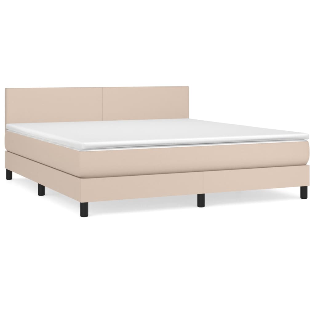 vidaXL Κρεβάτι Boxspring με Στρώμα Καπουτσίνο 180x200 εκ. Συνθ. Δέρμα