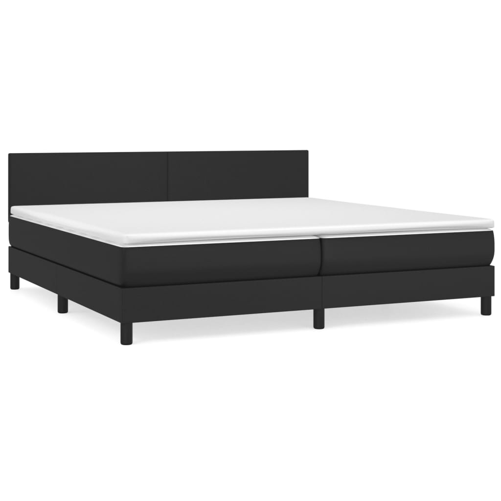 vidaXL Κρεβάτι Boxspring με Στρώμα Μαύρο 200x200 εκ. Συνθετικό Δέρμα