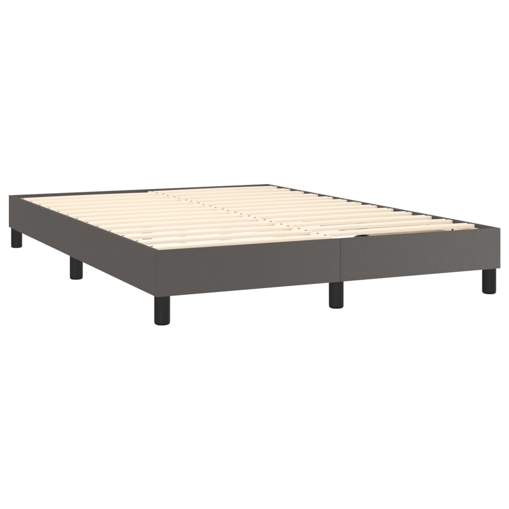 vidaXL Κρεβάτι Boxspring με Στρώμα Γκρι 140x190εκ. από Συνθετικό Δέρμα