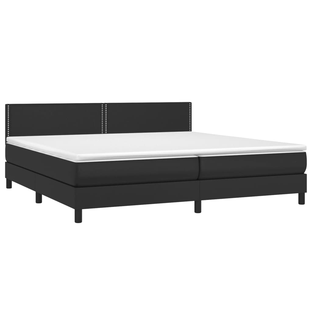vidaXL Κρεβάτι Boxspring με Στρώμα Μαύρο 200x200 εκ. Συνθετικό Δέρμα