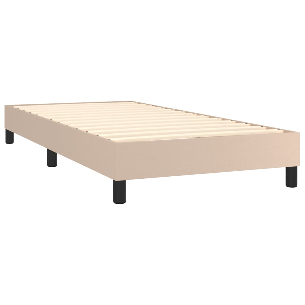 vidaXL Κρεβάτι Boxspring με Στρώμα Καπουτσίνο 90x200εκ.από Συνθ. Δέρμα