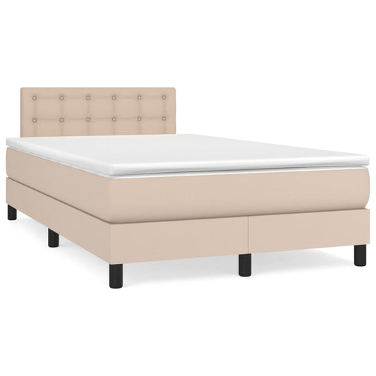 vidaXL Κρεβάτι Boxspring με Στρώμα Καπουτσίνο 120x200εκ.από Συνθ.Δέρμα