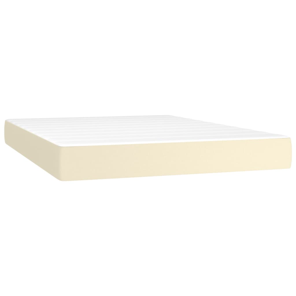 vidaXL Κρεβάτι Boxspring με Στρώμα Κρεμ 140x190εκ. από Συνθετικό Δέρμα