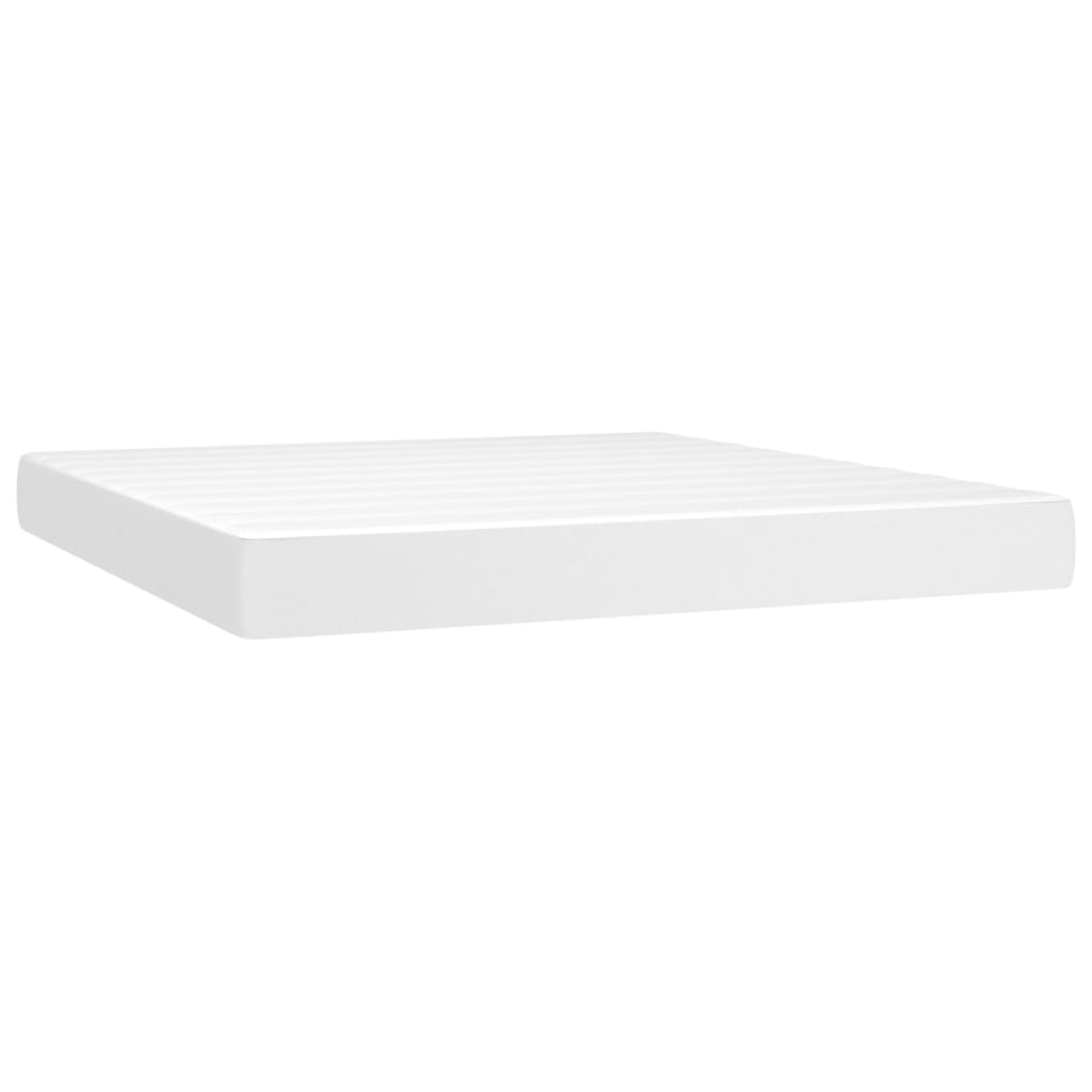 vidaXL Κρεβάτι Boxspring με Στρώμα Λευκό 160x200εκ.από Συνθετικό Δέρμα