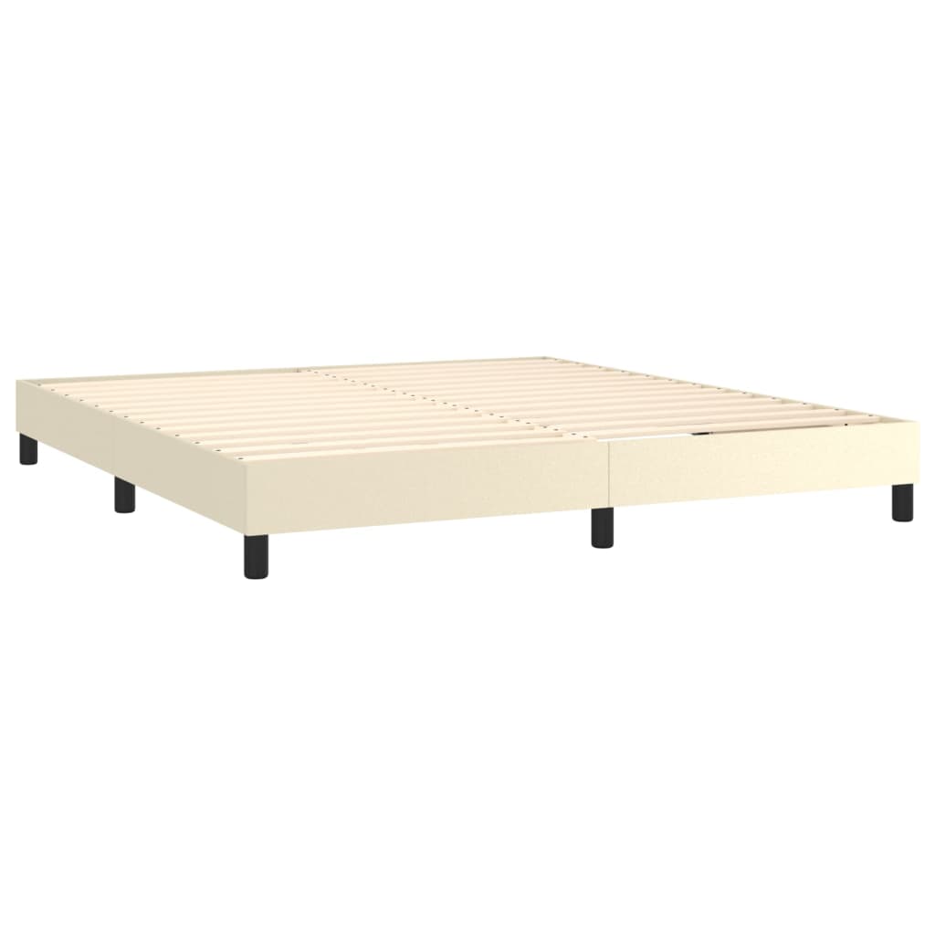 vidaXL Κρεβάτι Boxspring με Στρώμα Κρεμ 160x200εκ. από Συνθετικό Δέρμα