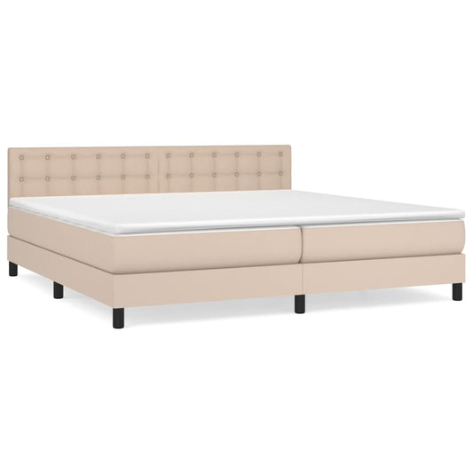 vidaXL Κρεβάτι Boxspring με Στρώμα Καπουτσίνο 200x200εκ.από Συνθ.Δέρμα