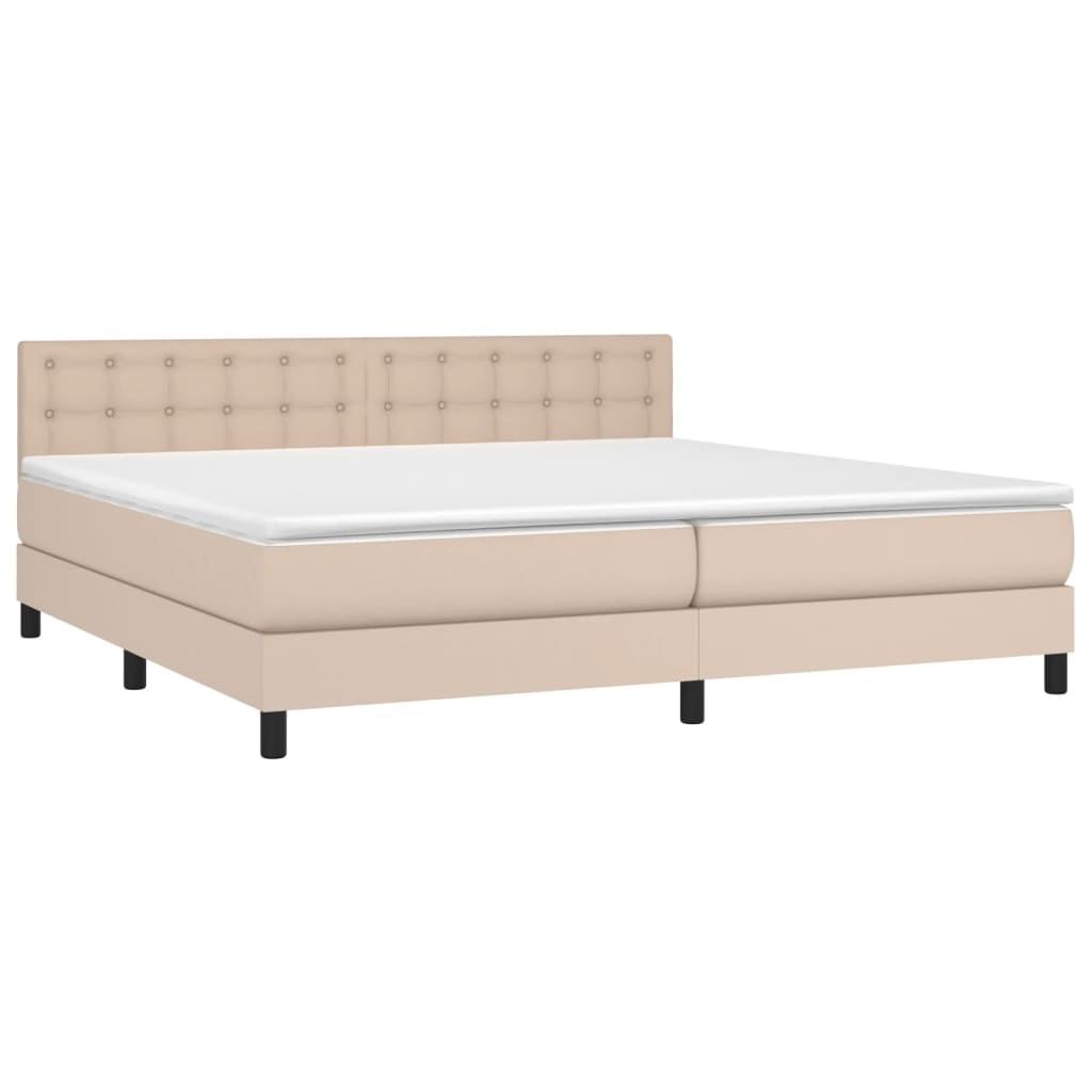 vidaXL Κρεβάτι Boxspring με Στρώμα Καπουτσίνο 200x200εκ.από Συνθ.Δέρμα