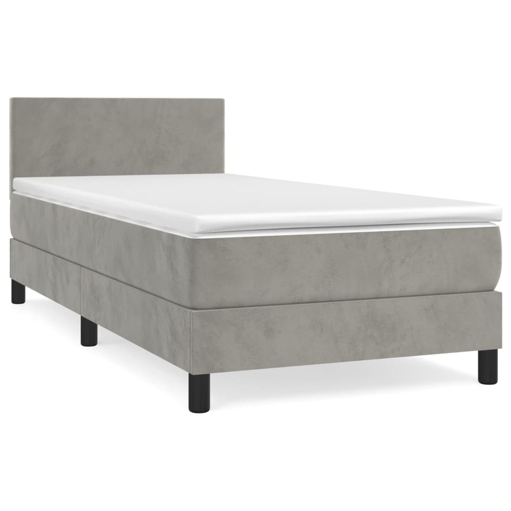 vidaXL Κρεβάτι Boxspring με Στρώμα Ανοιχτό Γκρι 80x200 εκ. Βελούδινο