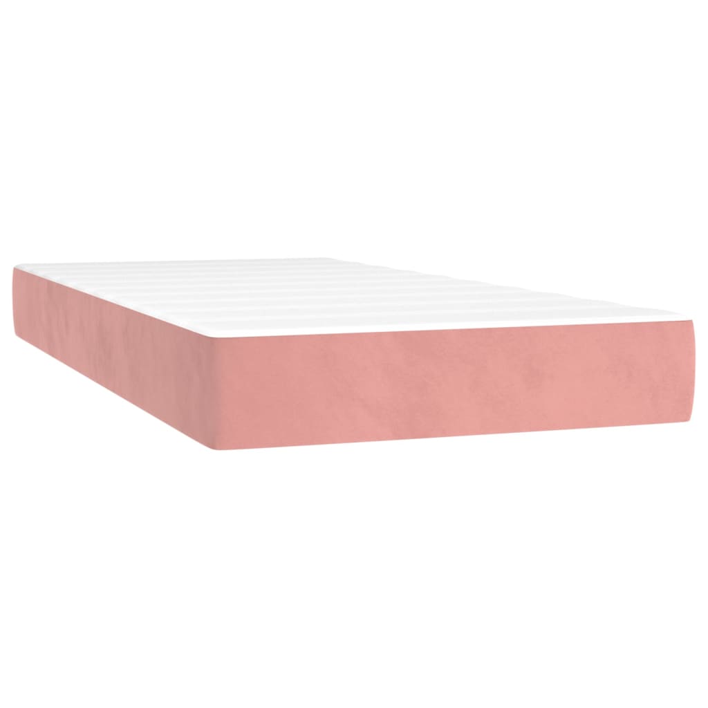 vidaXL Κρεβάτι Boxspring με Στρώμα Ροζ 90x200 εκ. Βελούδινο