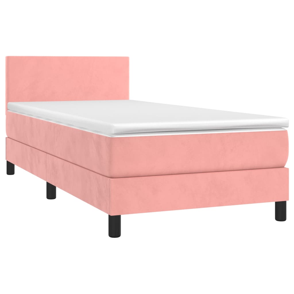 vidaXL Κρεβάτι Boxspring με Στρώμα Ροζ 100x200 εκ. Βελούδινο