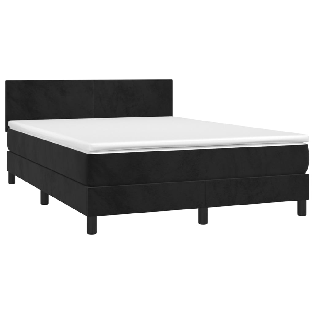 vidaXL Κρεβάτι Boxspring με Στρώμα Μαύρο 140x190 εκ. Βελούδινο
