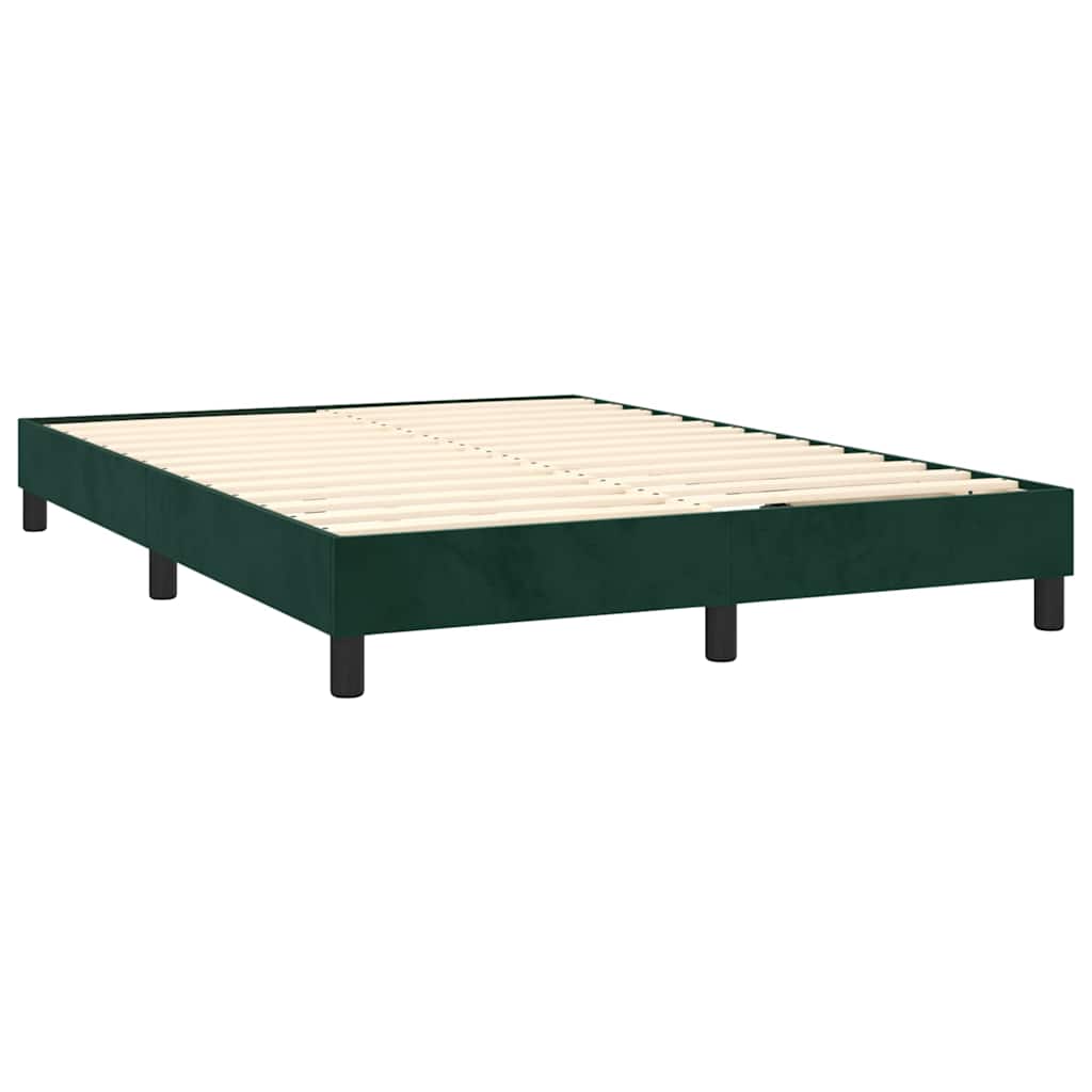 vidaXL Κρεβάτι Boxspring με Στρώμα Σκούρο Πράσινο 140x190εκ. Βελούδινο