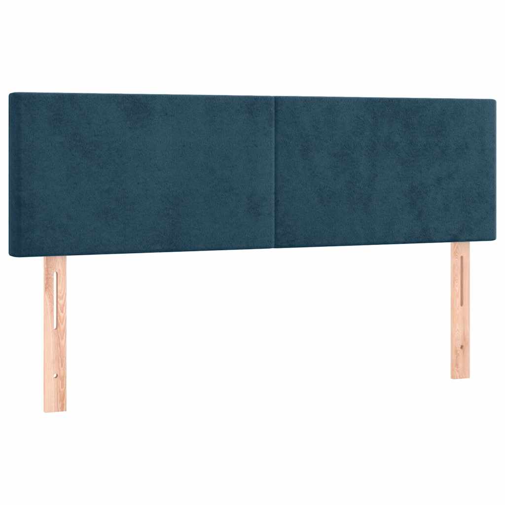 vidaXL Κρεβάτι Boxspring με Στρώμα Σκούρο Μπλε 140x190 εκ. Βελούδινο