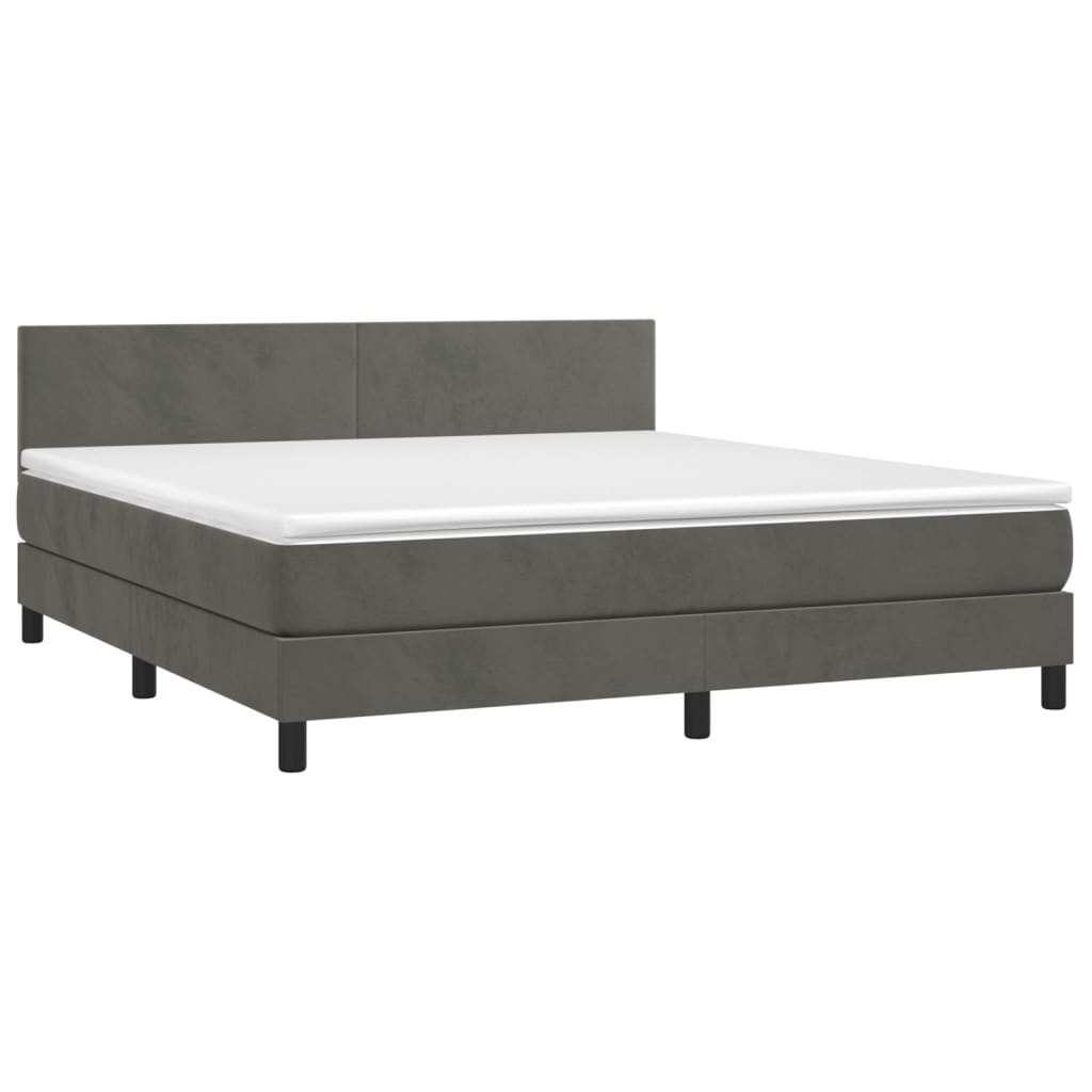 vidaXL Κρεβάτι Boxspring με Στρώμα Σκούρο Γκρι 160x200 εκ. Βελούδινο