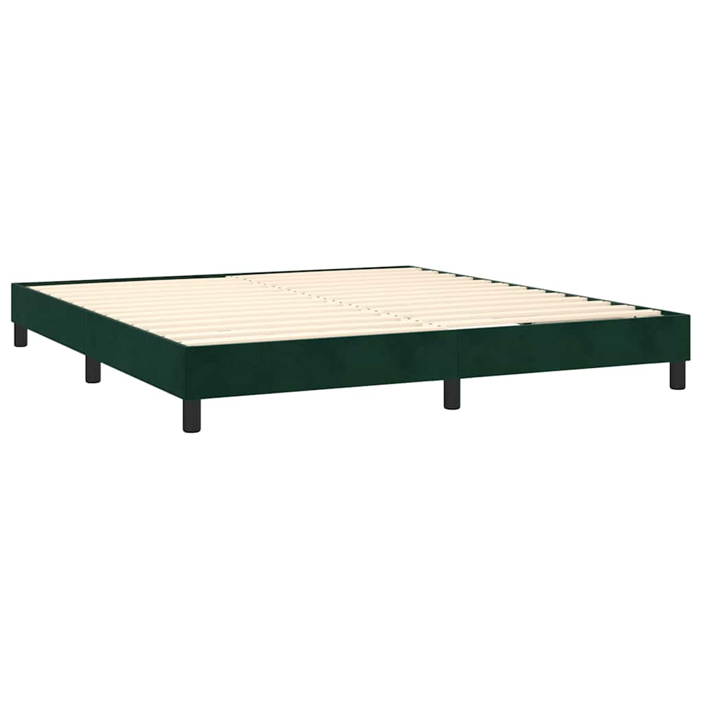 vidaXL Κρεβάτι Boxspring με Στρώμα Σκούρο Πράσινο 160x200εκ. Βελούδινο