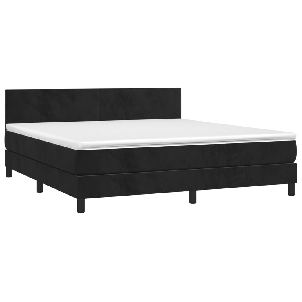 vidaXL Κρεβάτι Boxspring με Στρώμα Μαύρο 180x200 εκ. Βελούδινο