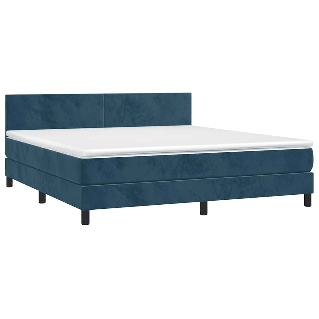 vidaXL Κρεβάτι Boxspring με Στρώμα Σκούρο Μπλε 180x200 εκ. Βελούδινο