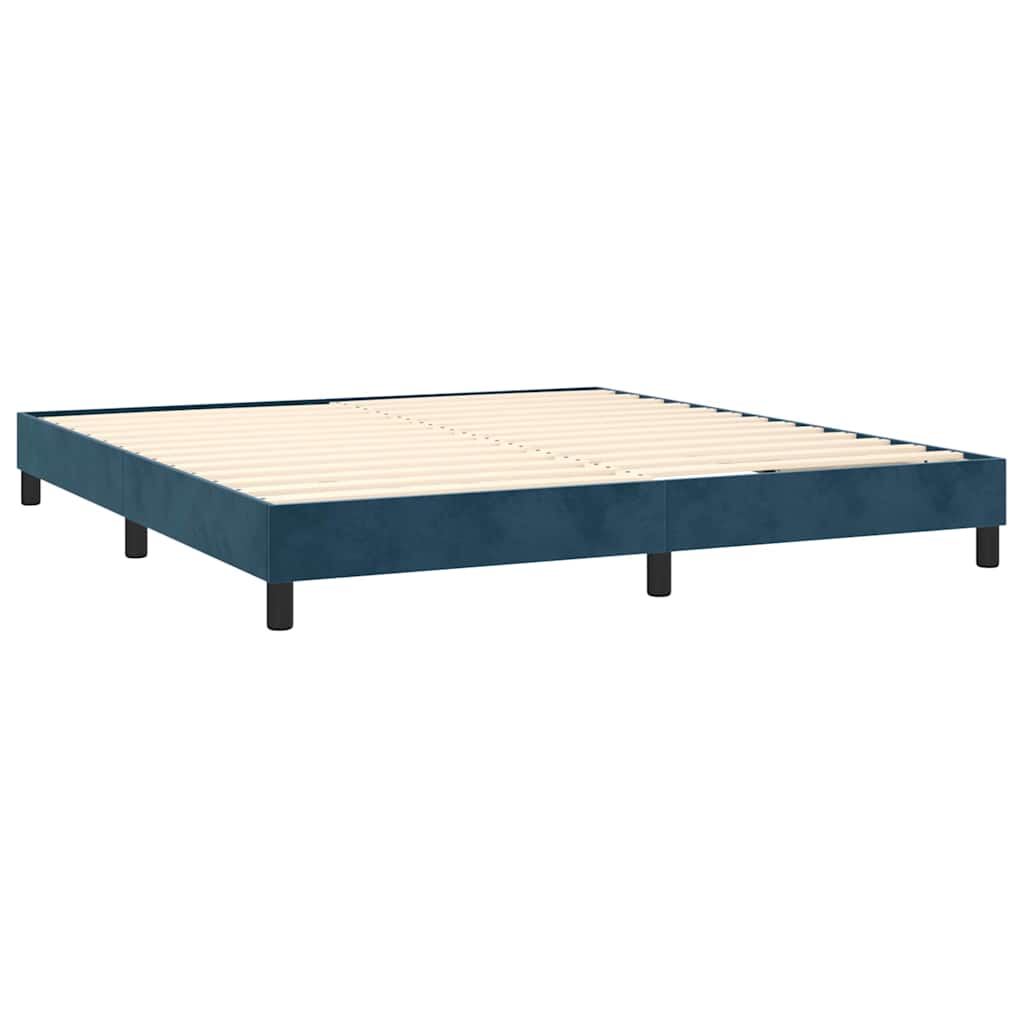 vidaXL Κρεβάτι Boxspring με Στρώμα Σκούρο Μπλε 180x200 εκ. Βελούδινο