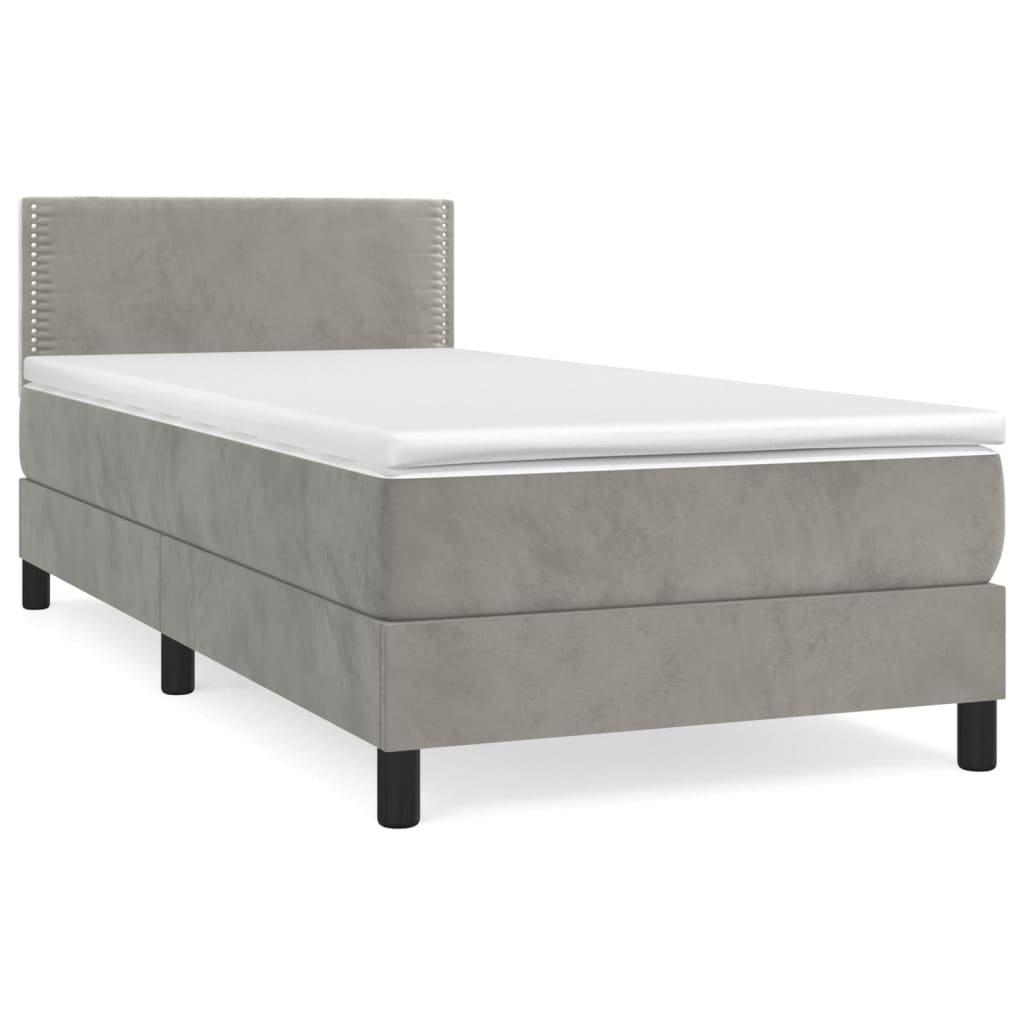 vidaXL Κρεβάτι Boxspring με Στρώμα Ανοιχτό Γκρι 80x200 εκ. Βελούδινο