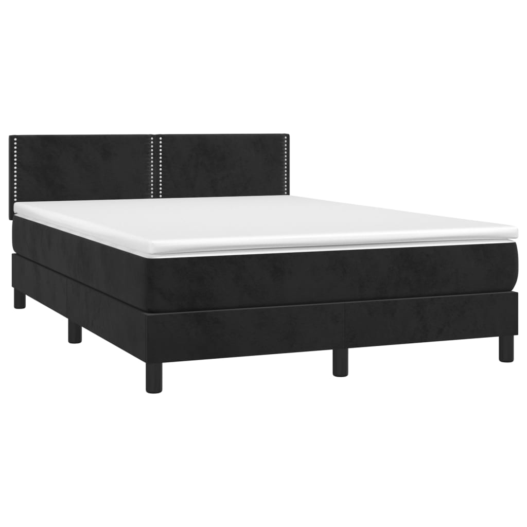 vidaXL Κρεβάτι Boxspring με Στρώμα Μαύρο 140x190 εκ. Βελούδινο