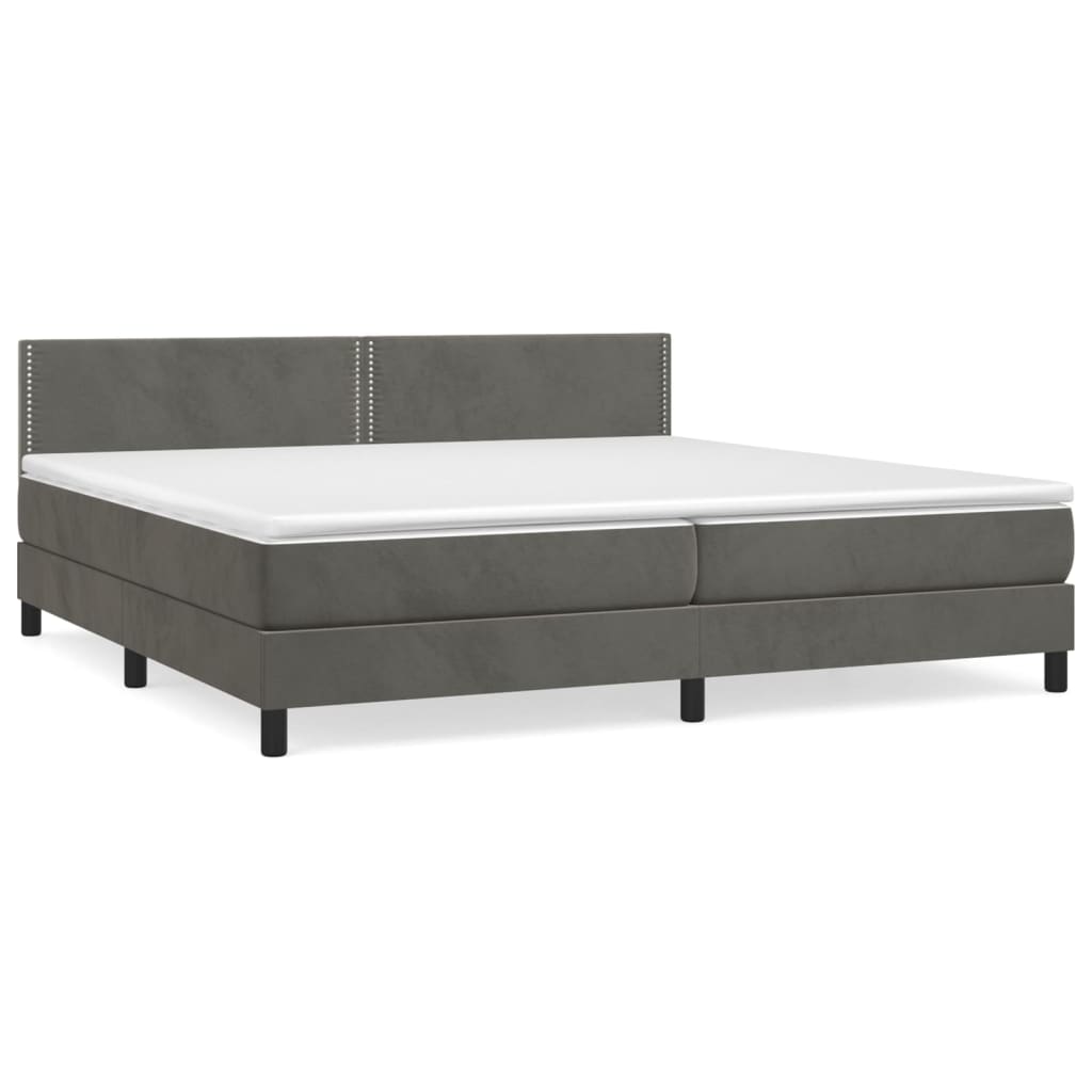 vidaXL Κρεβάτι Boxspring με Στρώμα Σκούρο Γκρι 200x200 εκ. Βελούδινο
