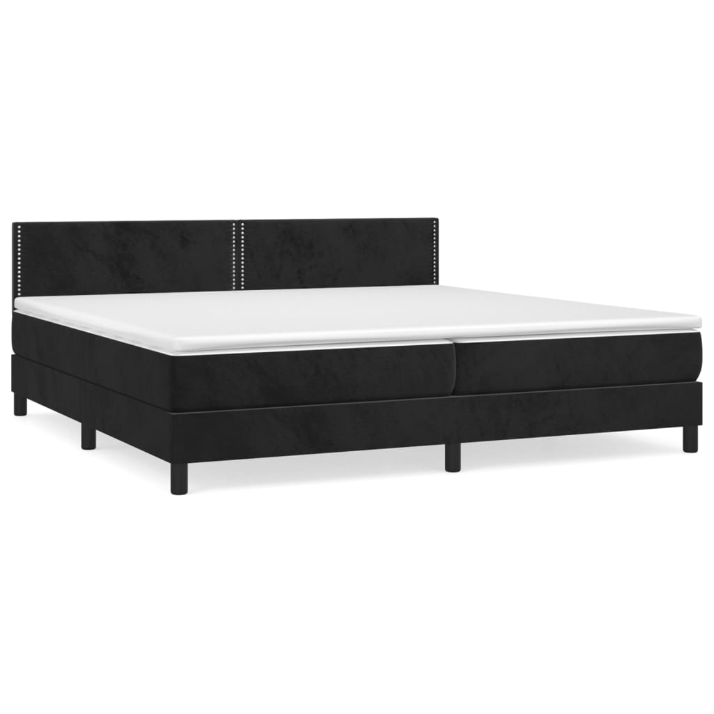 vidaXL Κρεβάτι Boxspring με Στρώμα Μαύρο 200x200 εκ. Βελούδινο